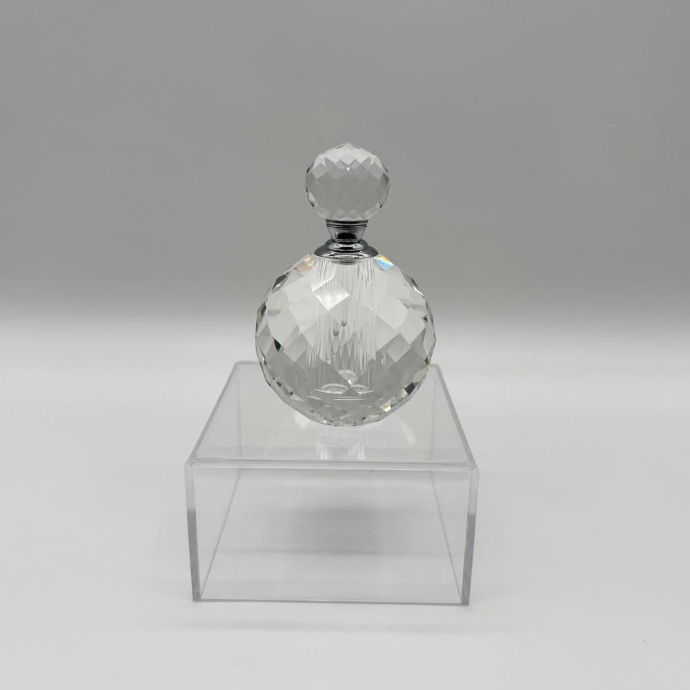 Oleg Cassini Crystal Faceted Perfume Bottle with Glass Dipper